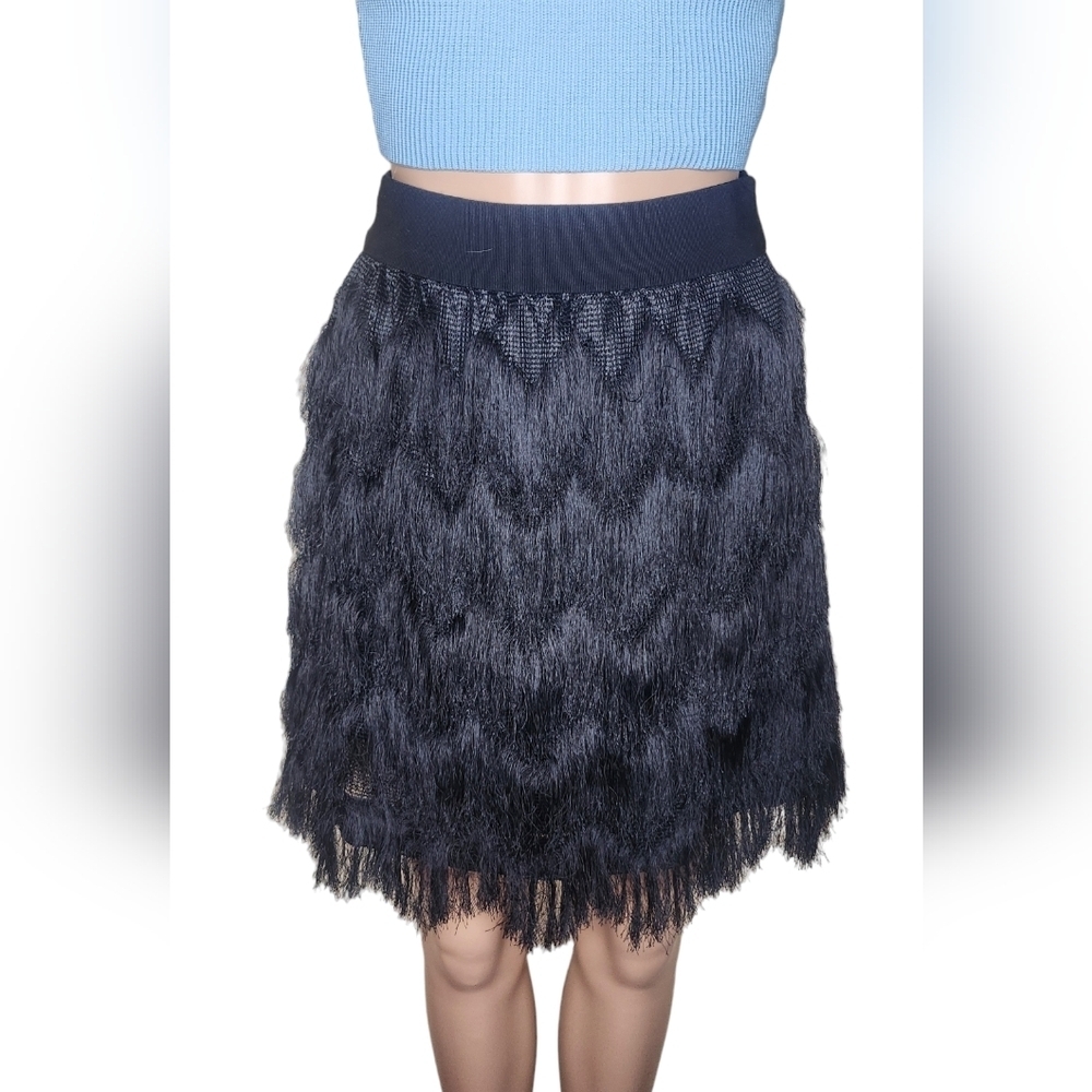 Banana Republic women's black fringed mini casual y2k skirt Size XS
